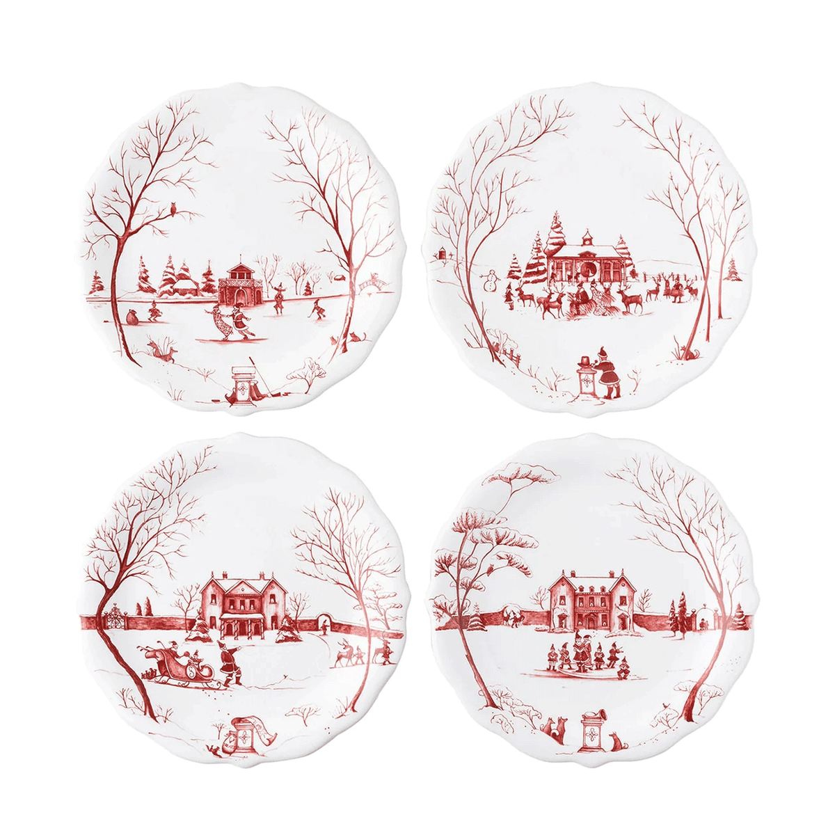 Juliska Country Estate Winter Frolic Party Plate Assorted Set/4