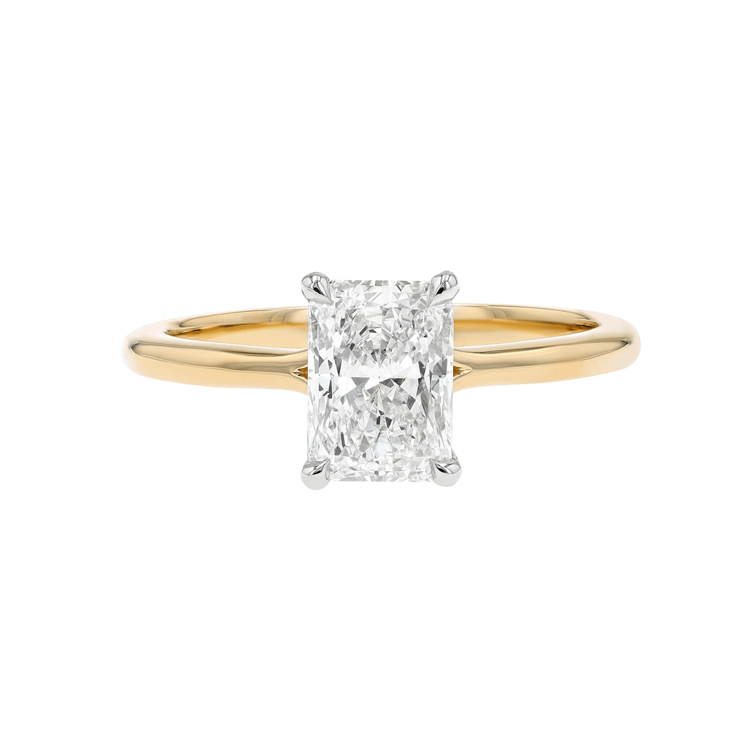 Platinum 18k Yellow Gold Radiat Diamond 1.21 Total Weight Solitaire Ring