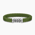 David Yurman Chevron Bracelet Green Rubber with Sterling Silver, 9mm