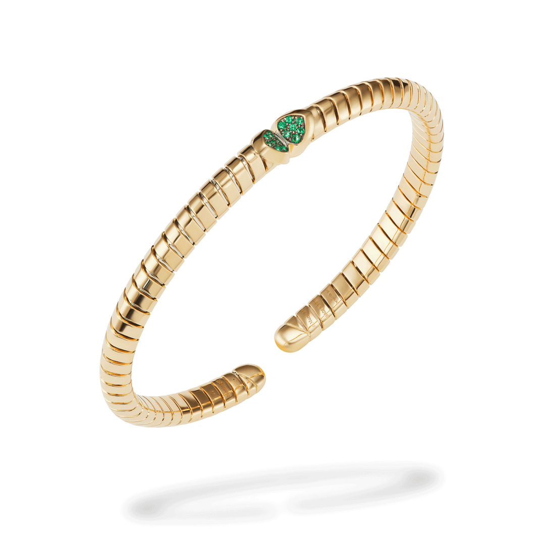 Marina B Trisolina 18k Yellow Gold Emerald Pavé Bangle