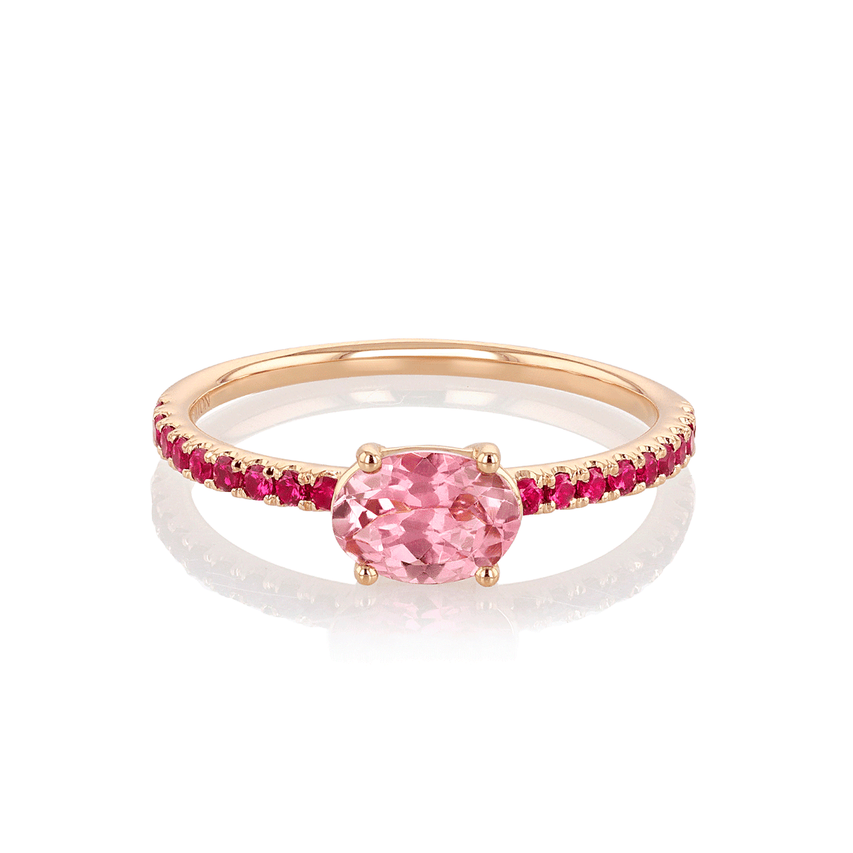 Hamilton Facets Collection 18k Rose Gold Pink Tourmaline and Ruby Ring