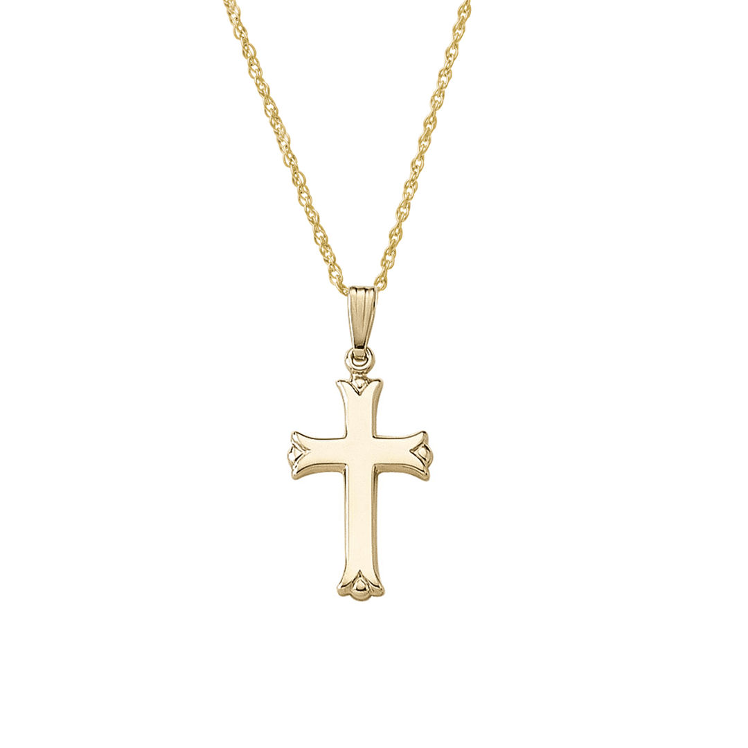 14k Yellow Gold Scalloped Cross Pendant