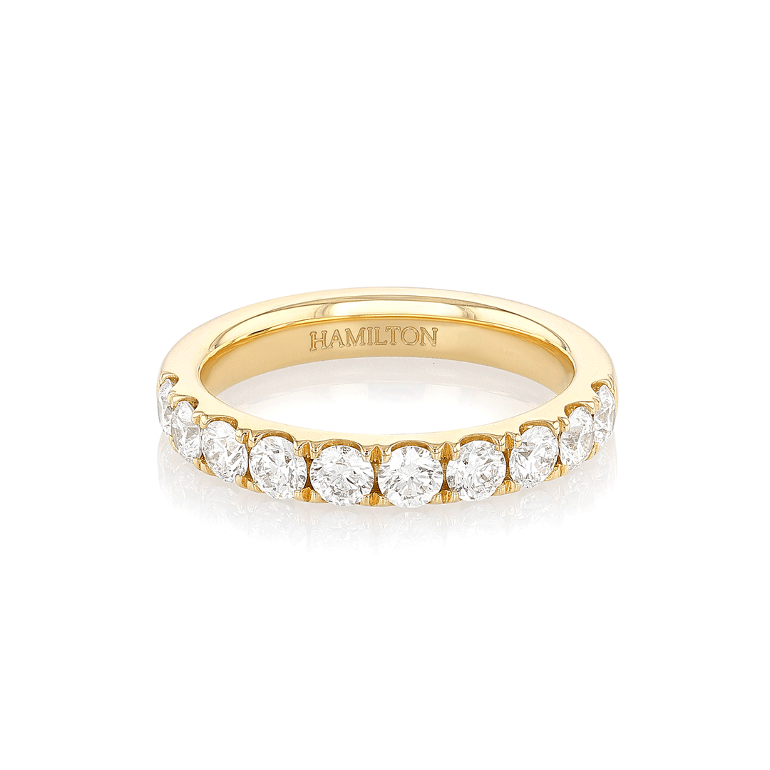 Hamilton Lisette Collection 18k Yellow Gold and 1.00 Total Weight Diamond Half Way Band