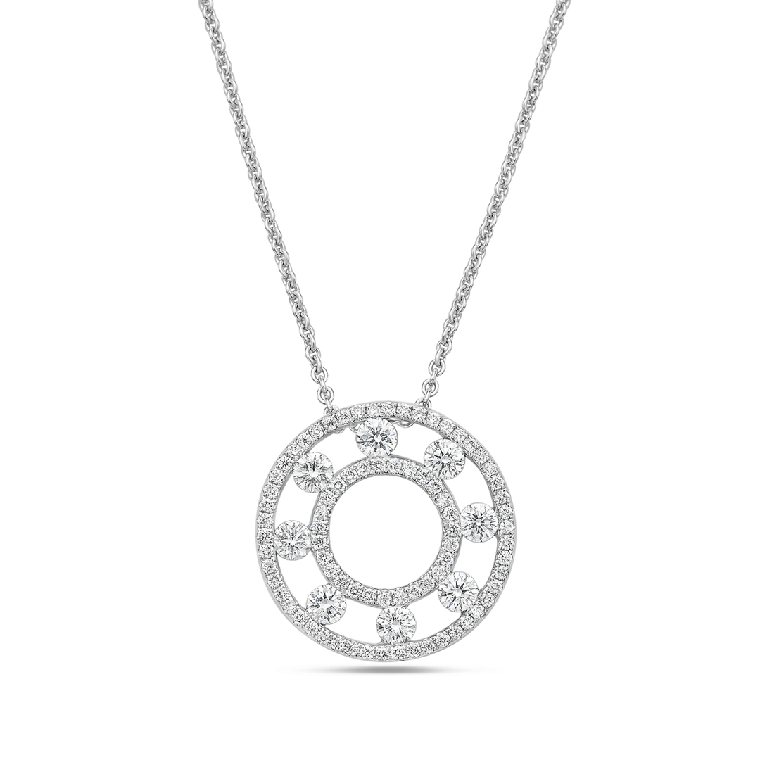 Charles Krypell 18k White Gold Diamond Air Circle Pendant