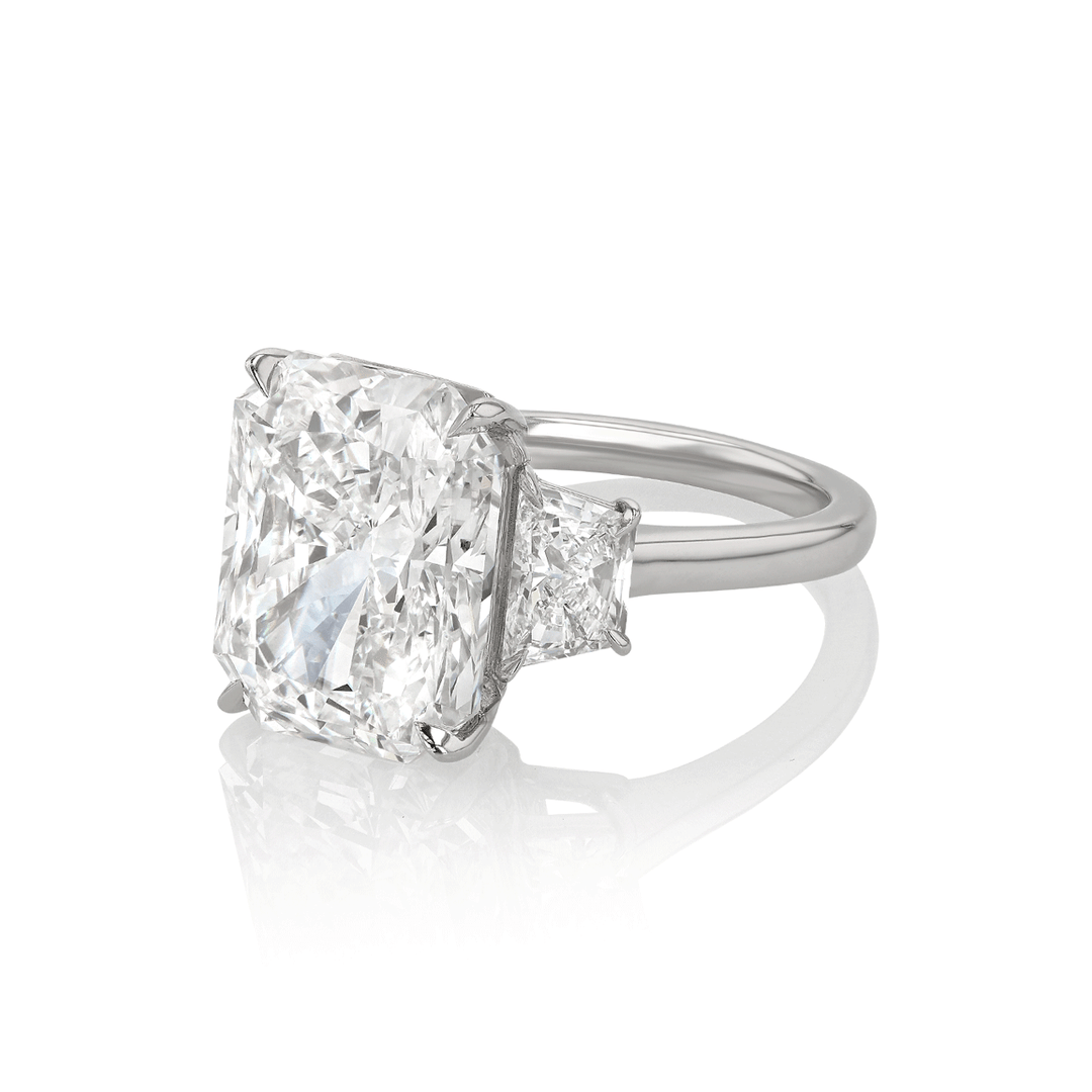 Hamilton Private Reserve Collection Platinum and Radiant Diamond 8.83 Total Weight Three Stone Ring