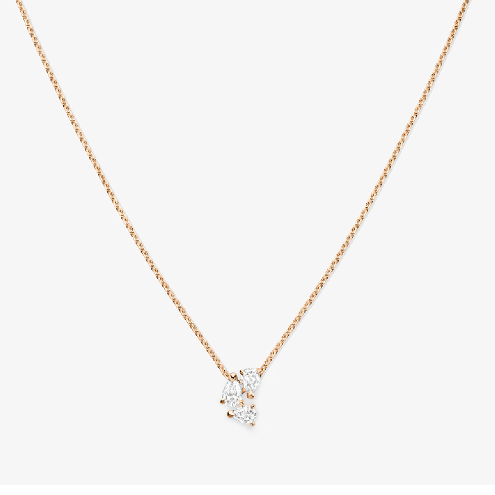 Repossi Serti Sur Vide 18k Rose Gold and Diamond Pendant Set