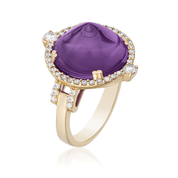 Goshwara Rock and Roll 18k Yellow Gold Amethyst and Diamond Ring