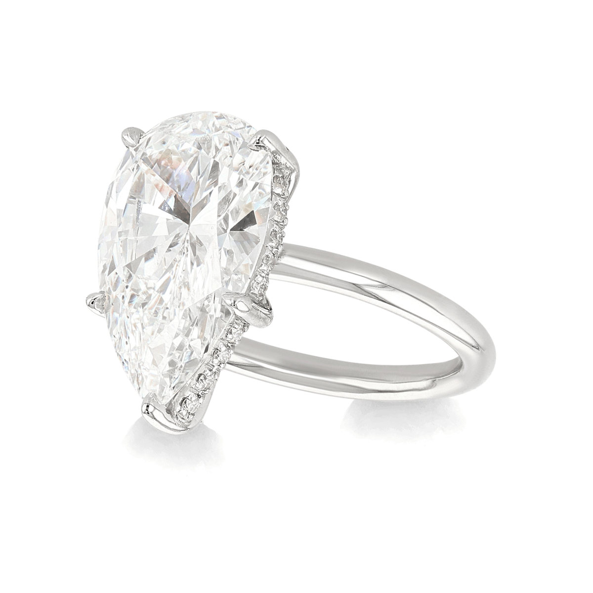 Hamilton Silhouette Collection Platinum and 5.02 Total Weight Pear Shape Diamond Engagement Ring