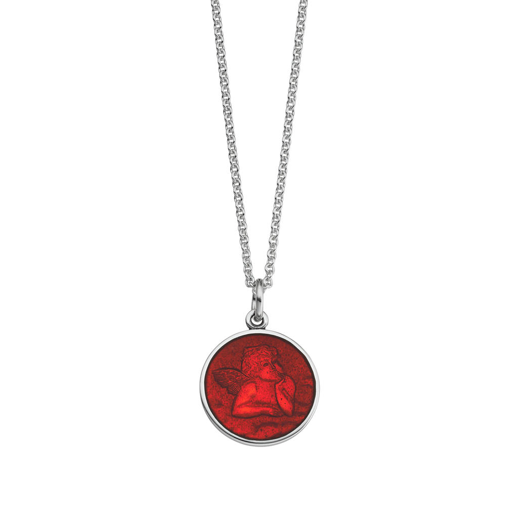 Guardian Angel Small Red Enamel Pendant