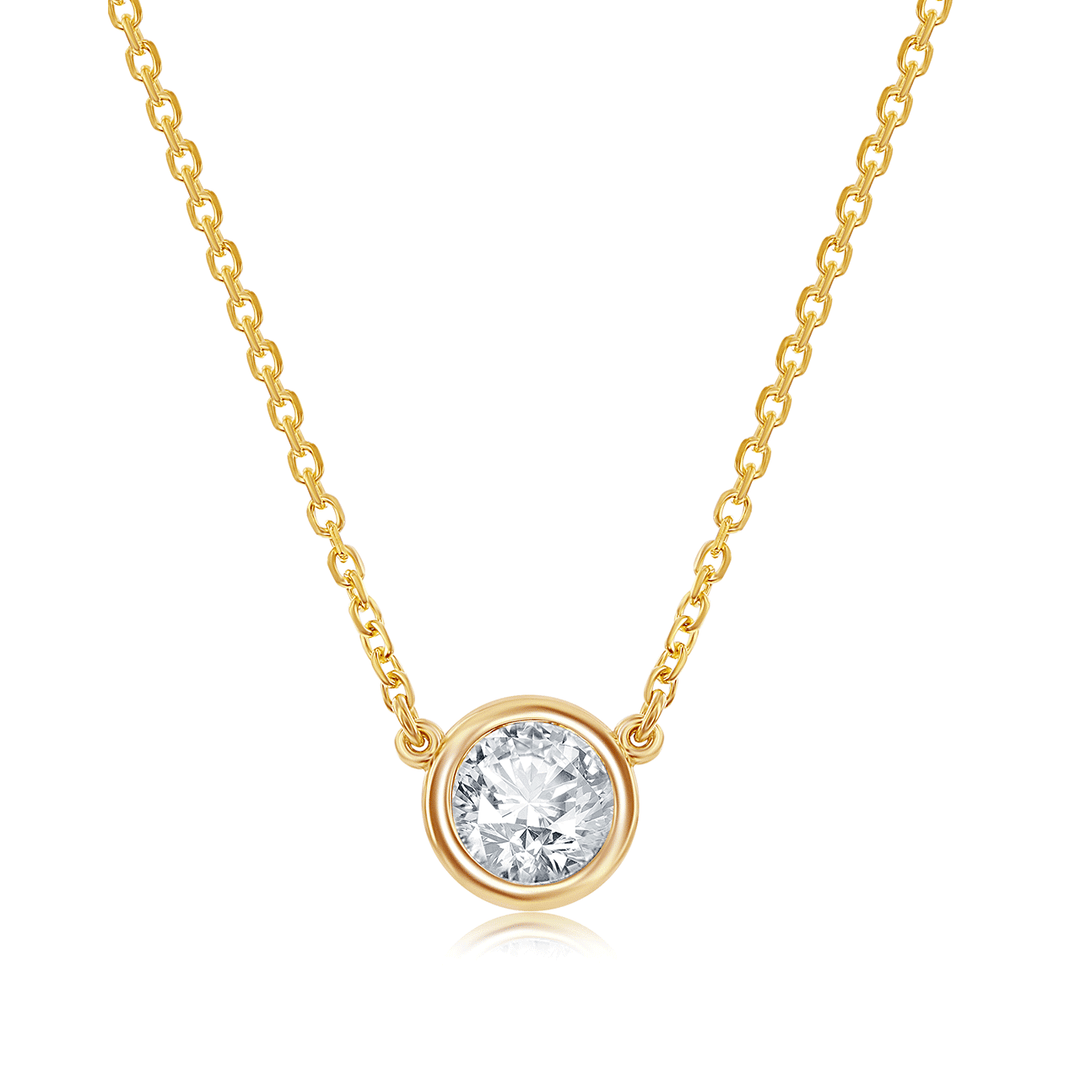 14k Yellow Gold and .41 Total Weight Diamond Solitaire Pendant
