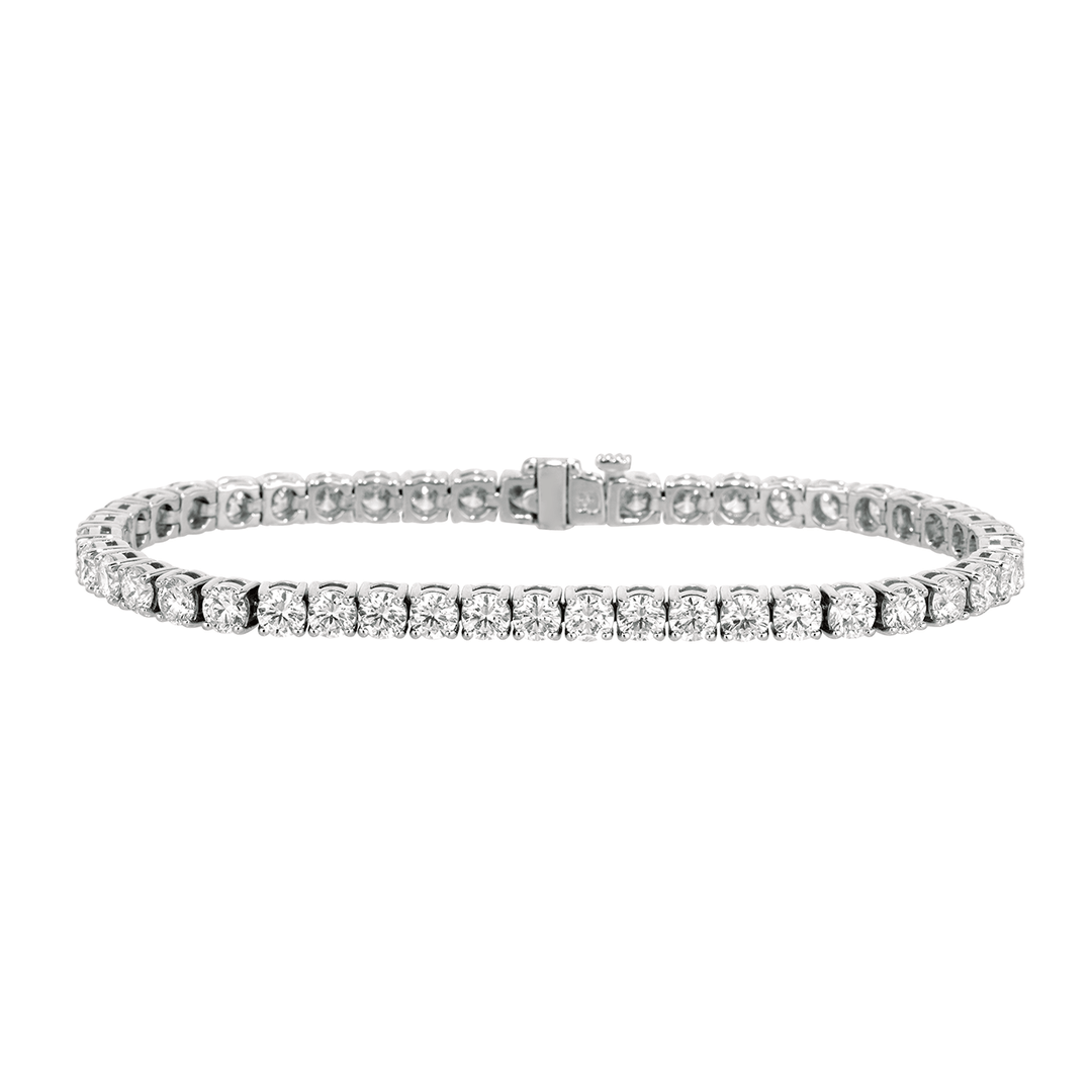 18k White Gold and 8.55 Total Weight Diamond Straight Line Bracelet