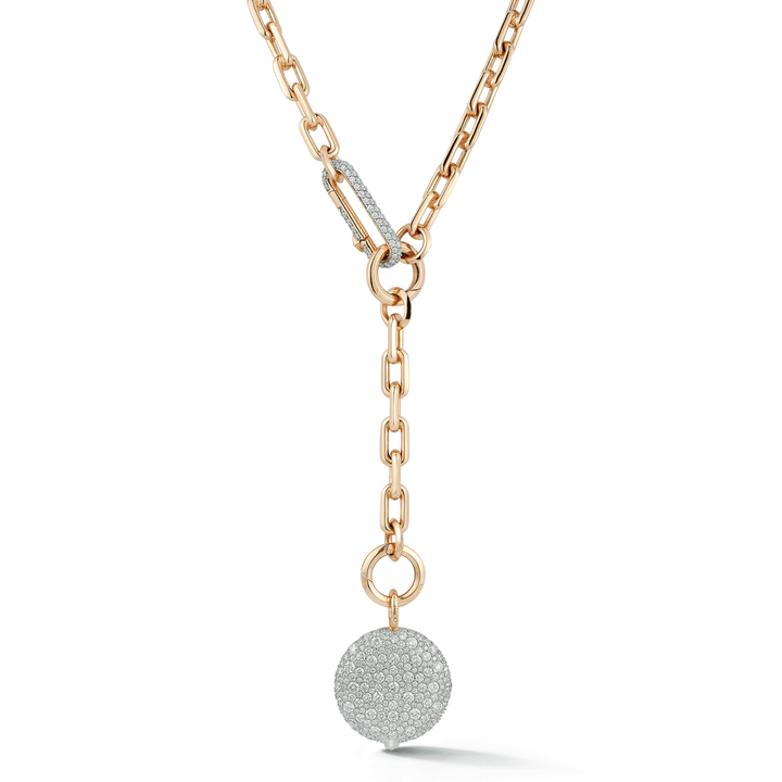 Walters Faith Saxon 18k Rose Gold Chain Link Necklace with Elongated Diamond Link Clasp and Removable Extension Chain