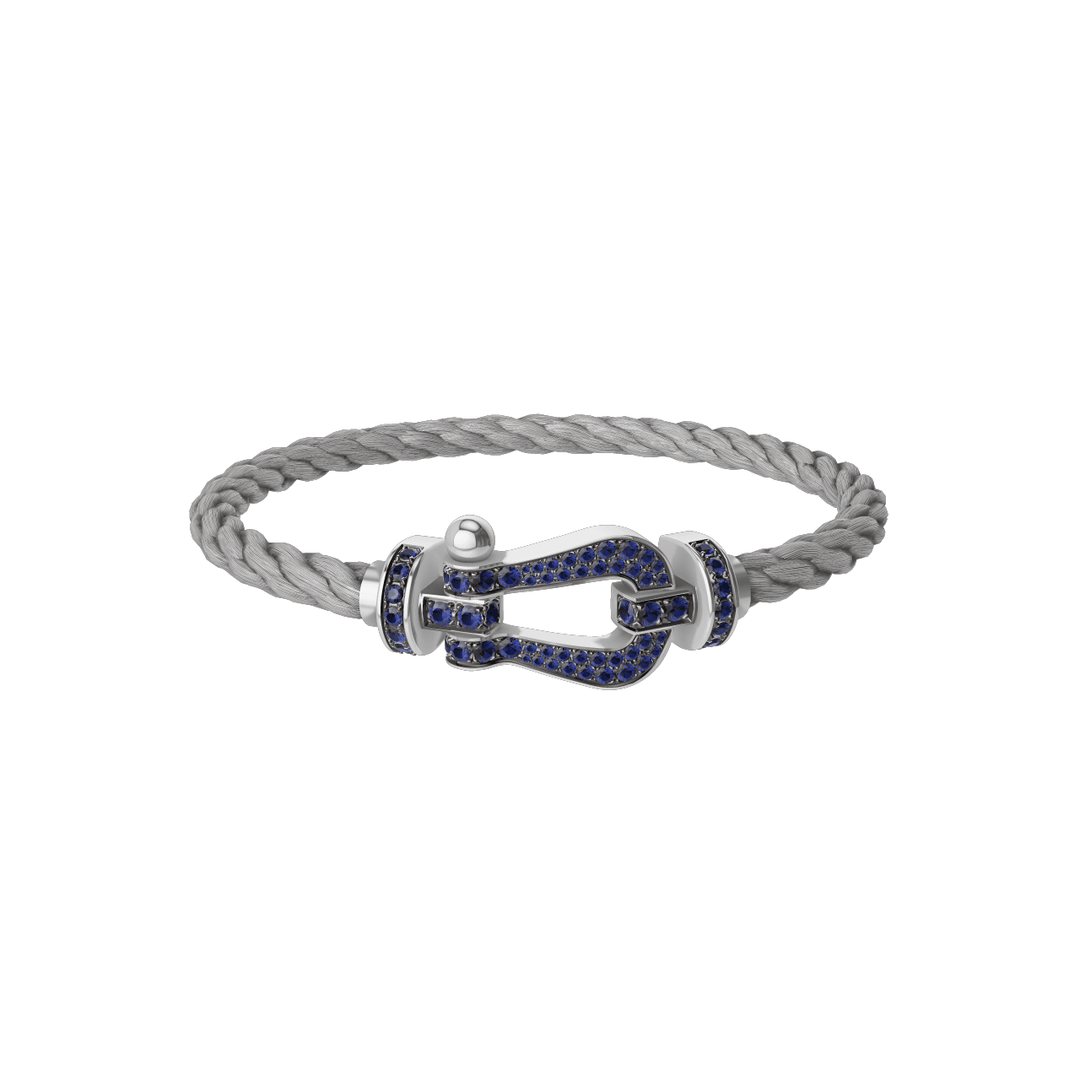 FRED FORCE 10 Steel Cord with 18k White Gold LG Full Pave Sapphire Buckle,  Exclusively at Hamilton Jewelers