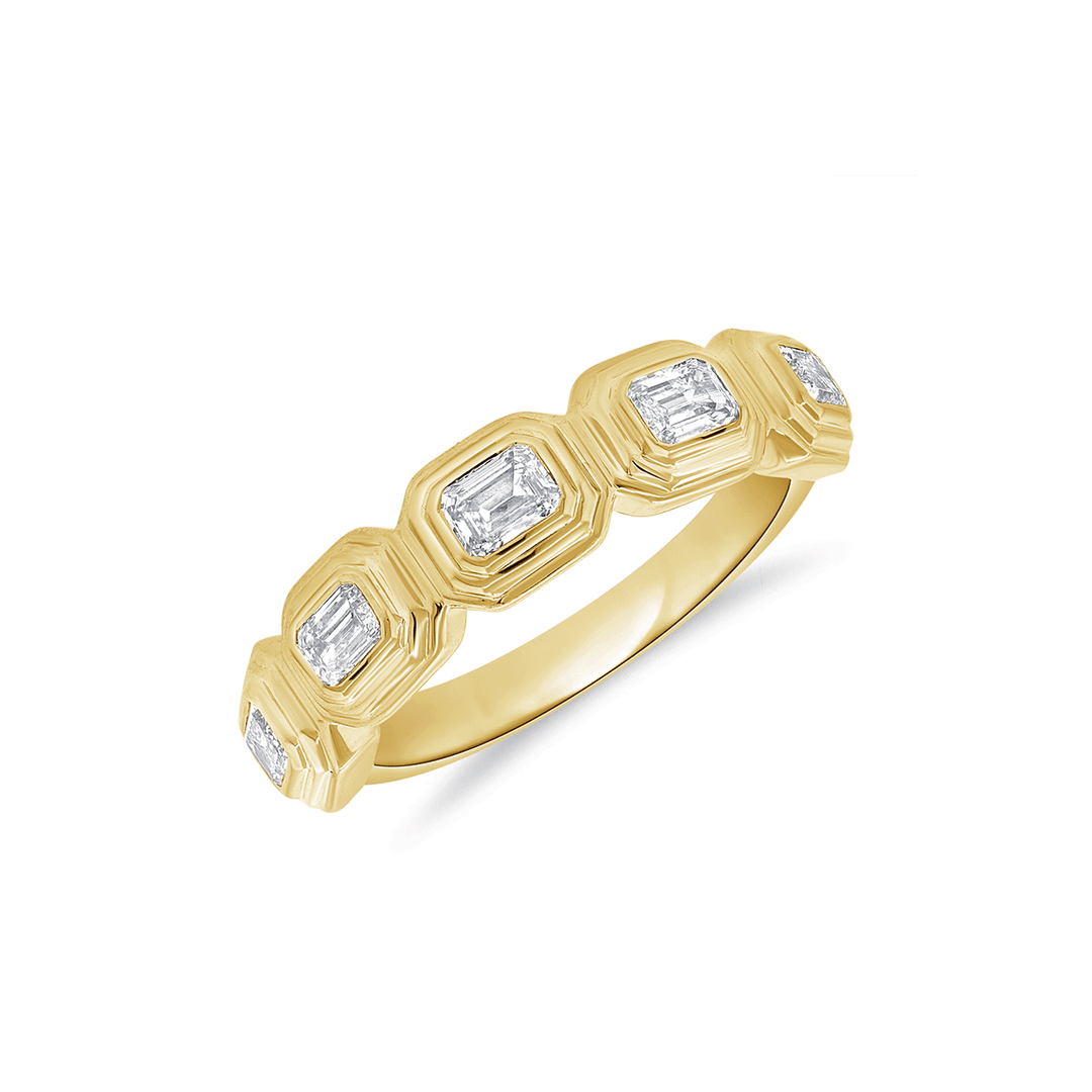 14k Yellow Gold and 0.69 Total Weight Emerald Cut Diamond Band