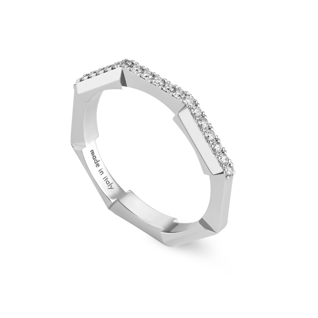 Gucci Link to Love 18k White Gold Diamond Ring