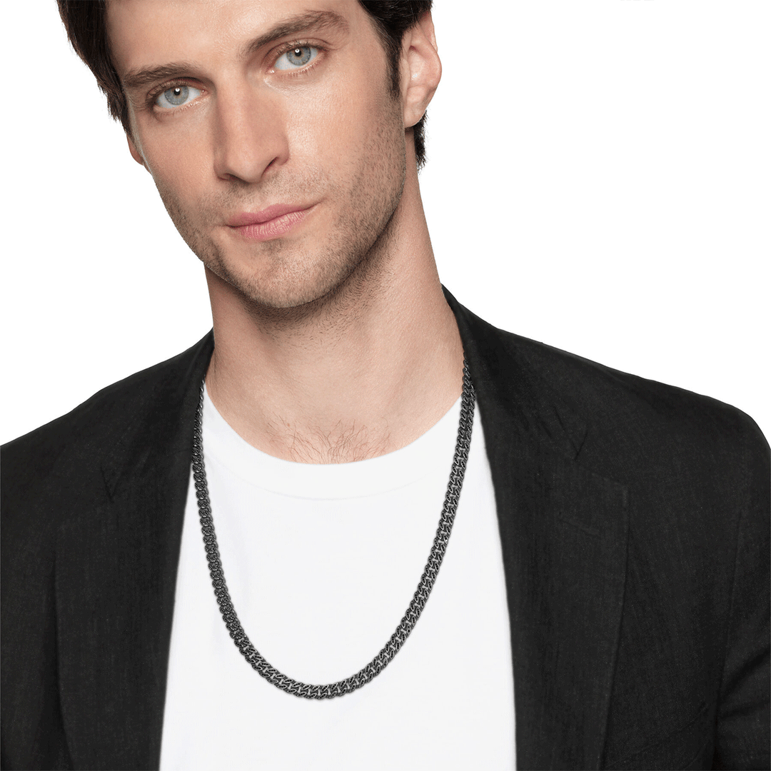 David Yurman Curb Chain Necklace Black Titanium, 8mm 20 Inch