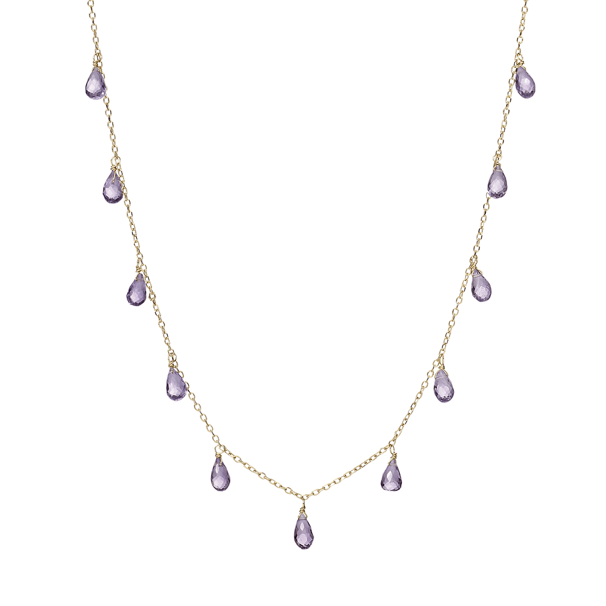 Calypso 14k Gold and Amethyst 17 Inch Necklace