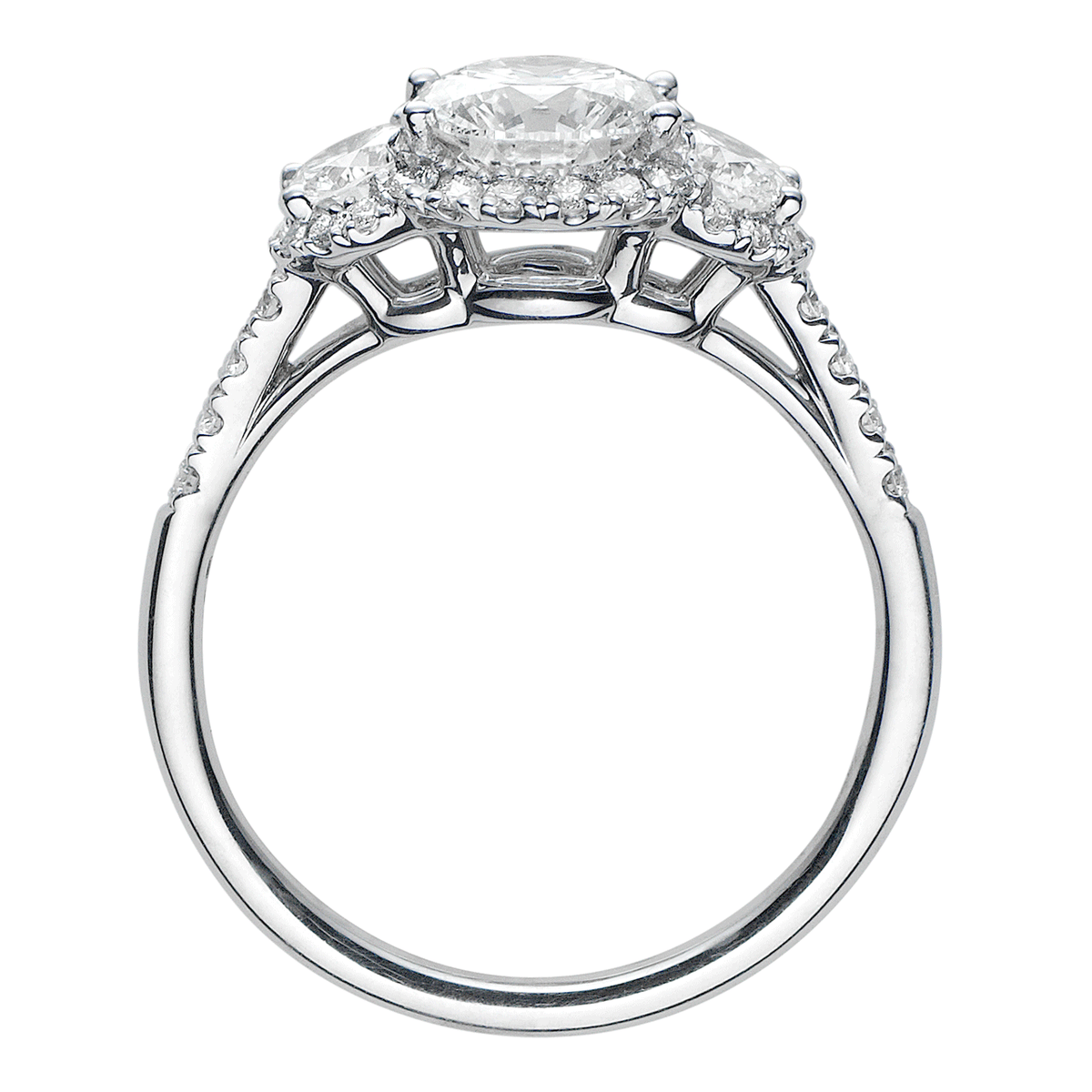 Hamilton Lisette Collection 18k White Gold and 0.43 Total Weight Diamond Three Stone  Mounting Ring