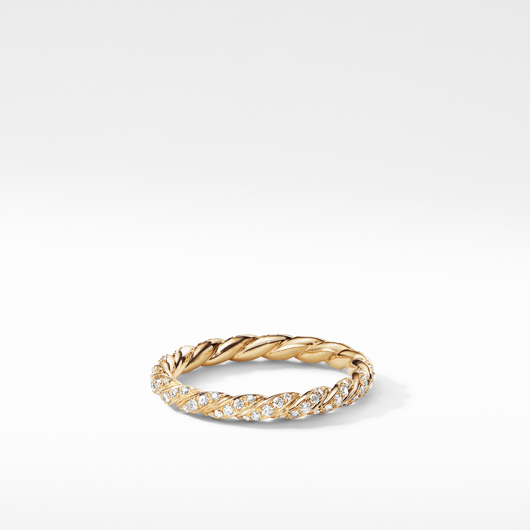 David Yurman Pavé Petite Band Ring 18k Yellow Gold with Diamonds, 2.8mm