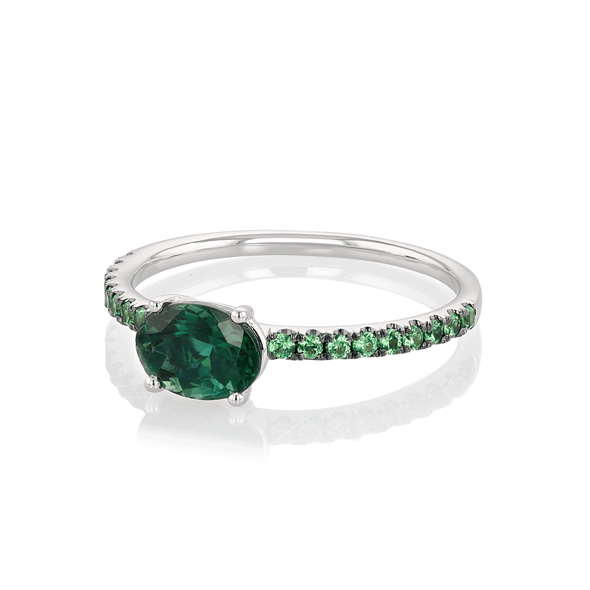Hamilton Facets Collection 18k White Gold Green Tourmaline Ring