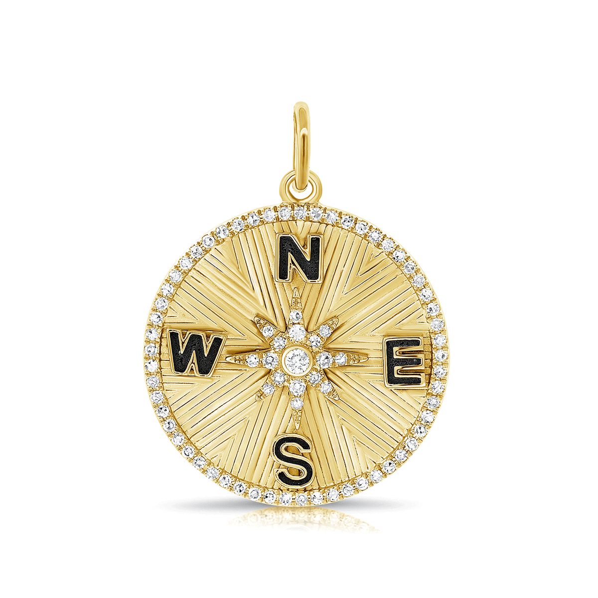14k Yellow Gold and Diamond Compass Charm