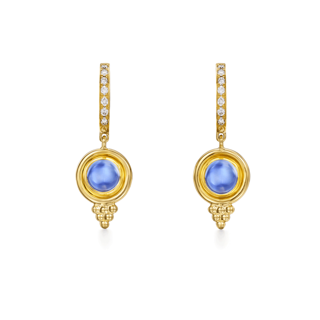 Temple St. Clair 18k Yellow Gold and Iolite Classic Temple Earrings