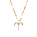 14k Yellow Gold Zodiac Aries Diamond Pendant with Chain