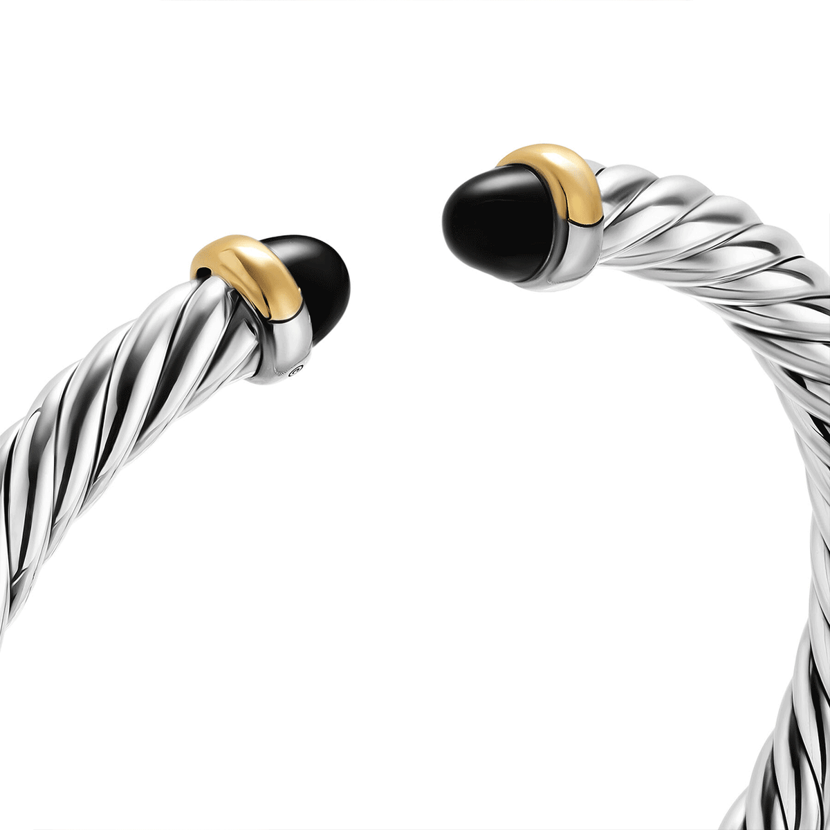 David Yurman Cable Flex® Bracelet Sterling Silver with 14K Yellow Gold and Black Onyx, 6mm