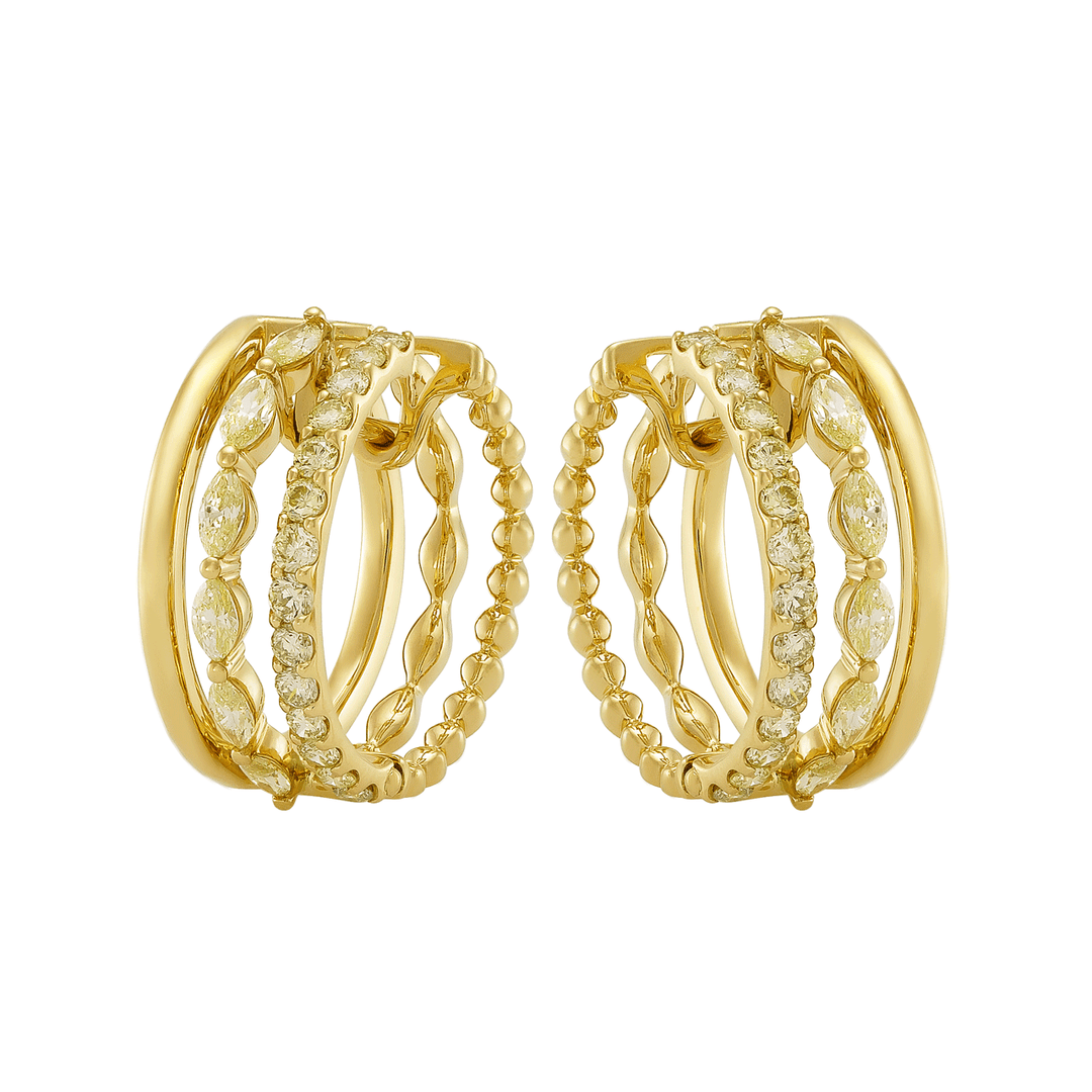 Etho Maria 18k Yellow Gold and Yellow Diamond Hoops