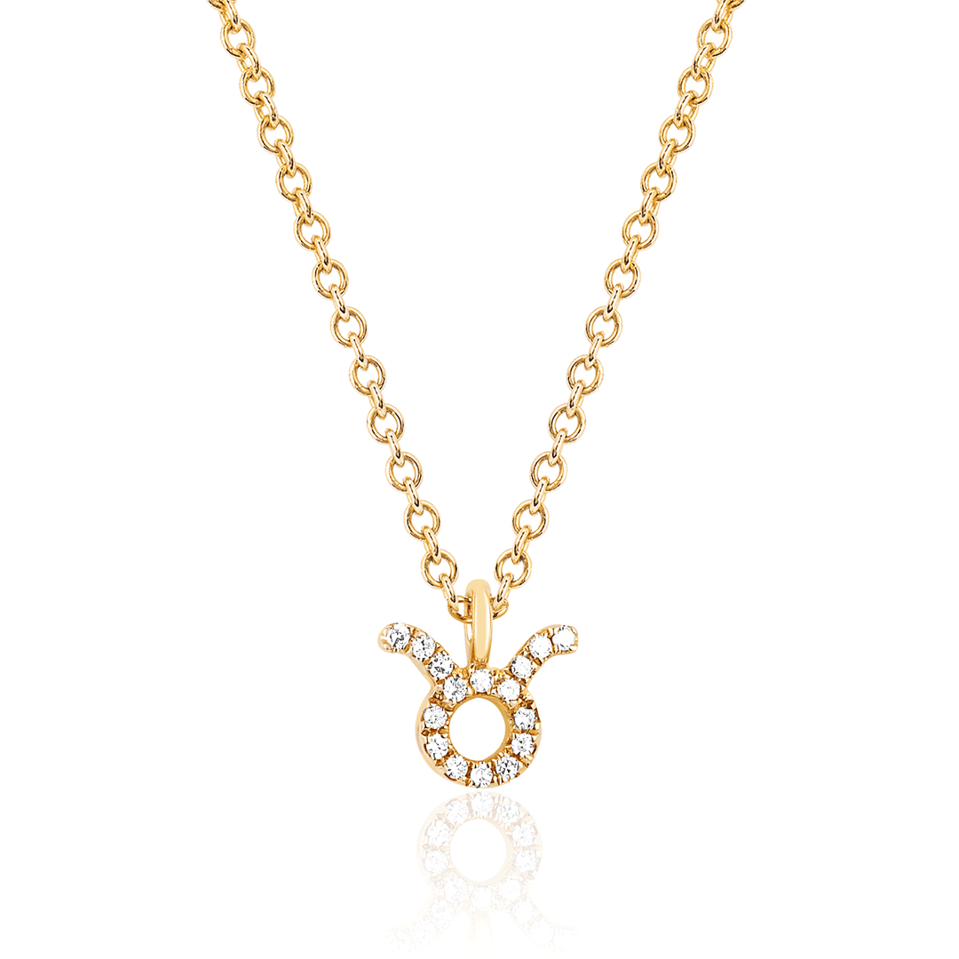 14k Yellow Gold Zodiac Taurus Diamond Pendant