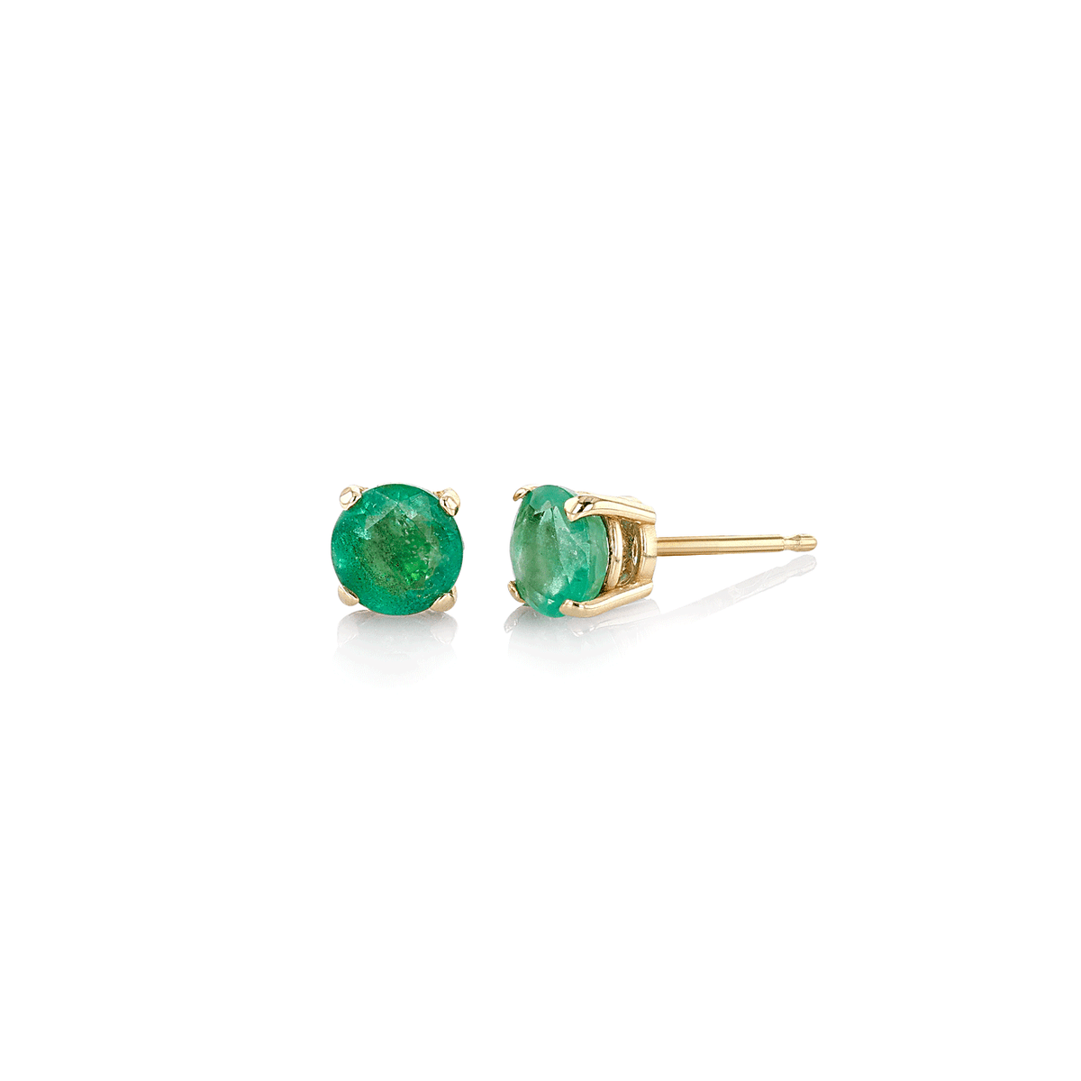 14k 5mm Emerald Birthstone May Stud Earrings