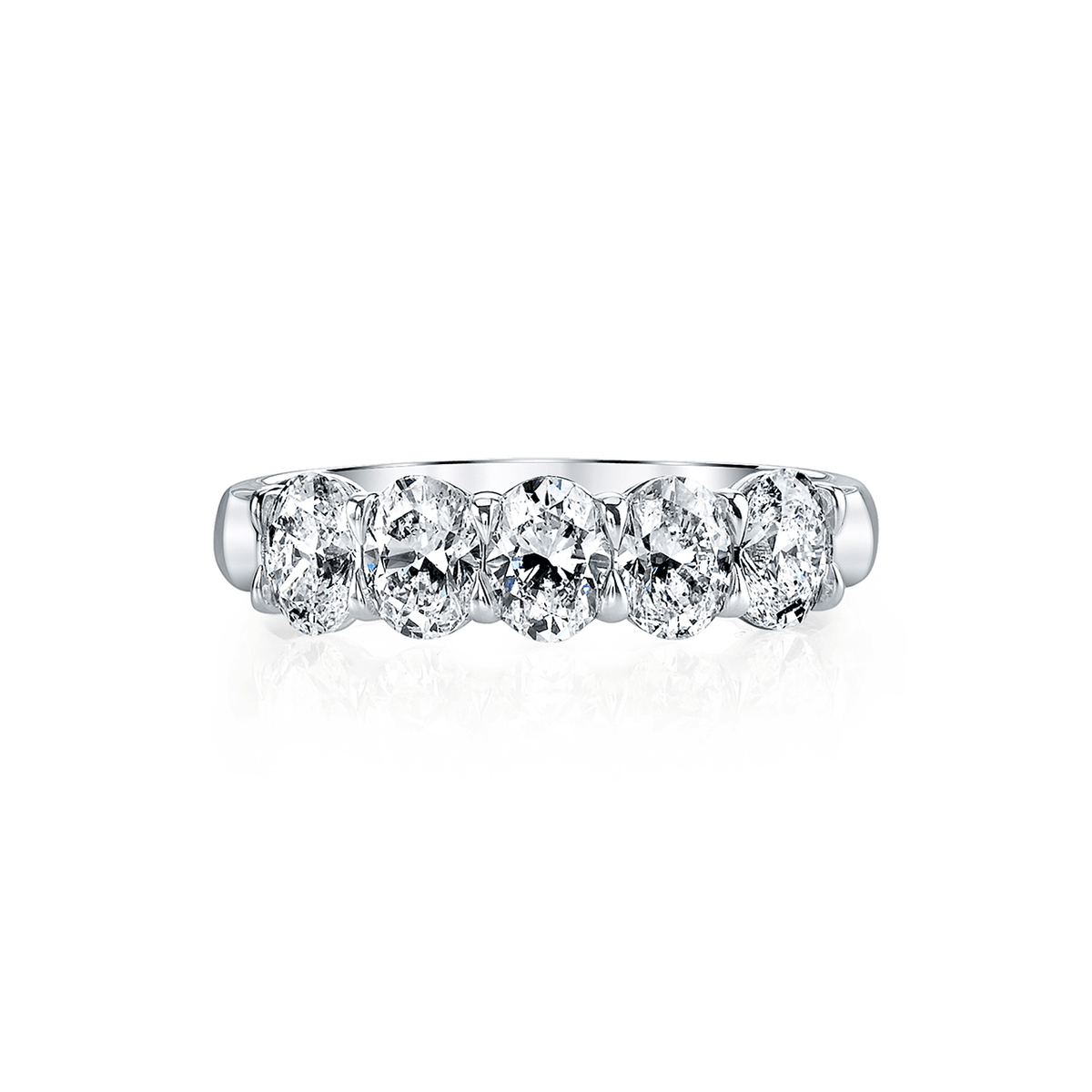 Platinum and 5 Oval Diamond 2.52 Total Weight Band