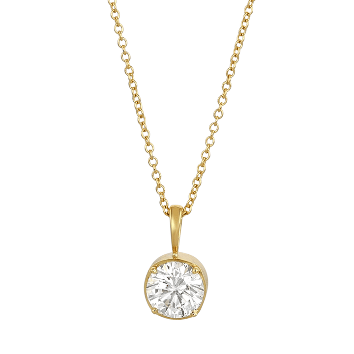 18k Yellow Gold and 1.05 Total Weight Diamond Solitaire Bezel Pendant
