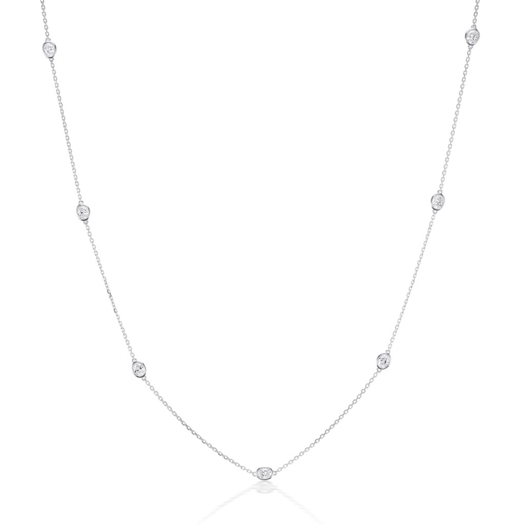 18k White Gold and Diamond .75 Total Weight Diamonds By the Yard Necklace