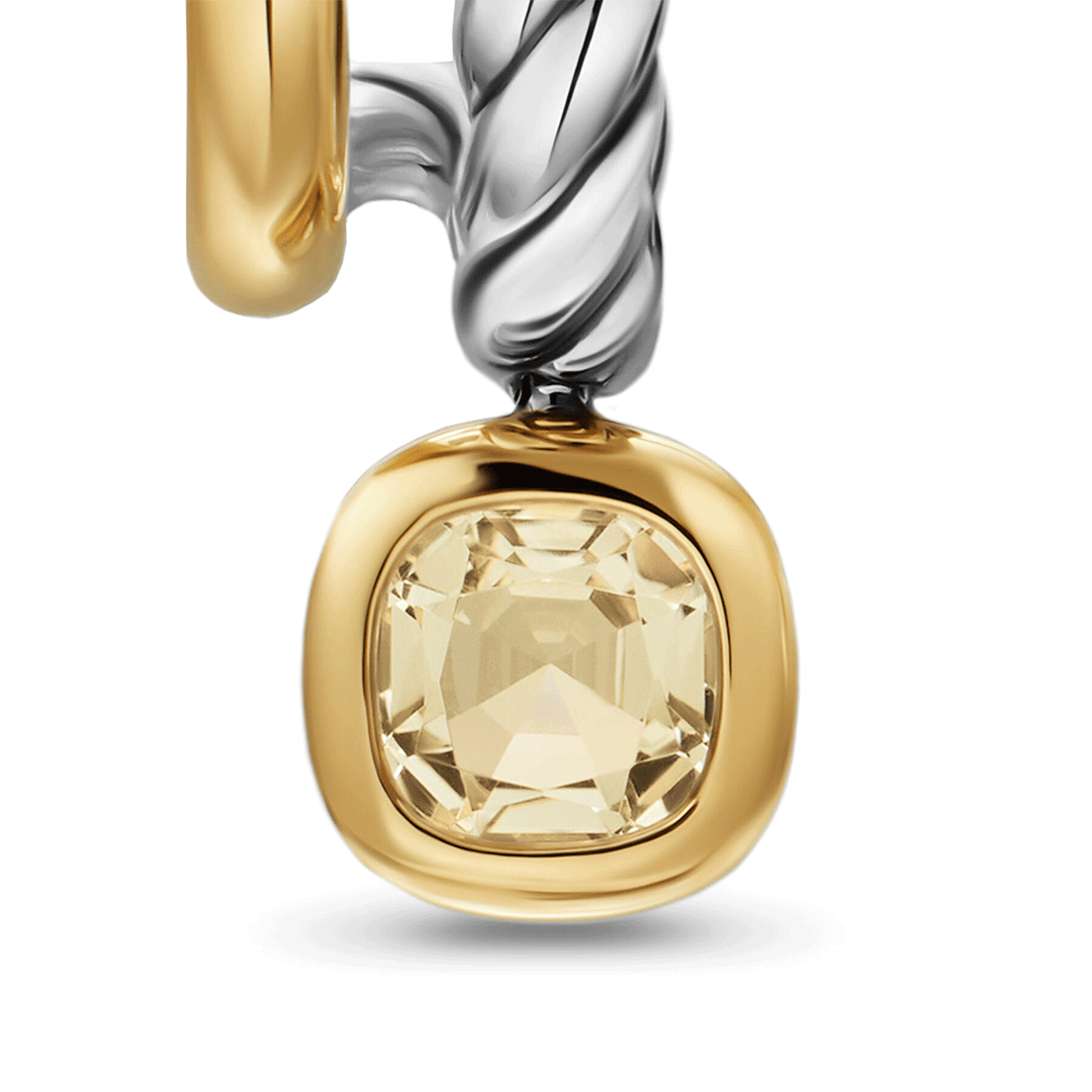 David Yurman DY Mercer® Color Two Row Drop Earrings Sterling Silver with 18K Yellow Gold and Champagne Citrine, 19.5mm
