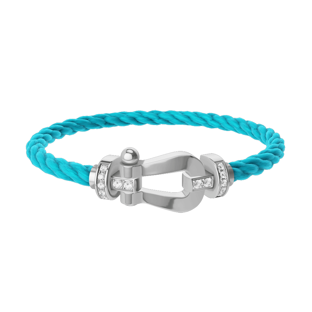 FRED Turquoise Cord Bracelet with 18k White Half Diamond LG Buckle, Exclusively at Hamilton Jewelers