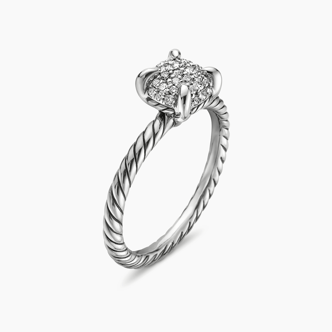 David Yurman Petite Chatelaine® Ring Sterling Silver with Pavé Diamonds, 7mm