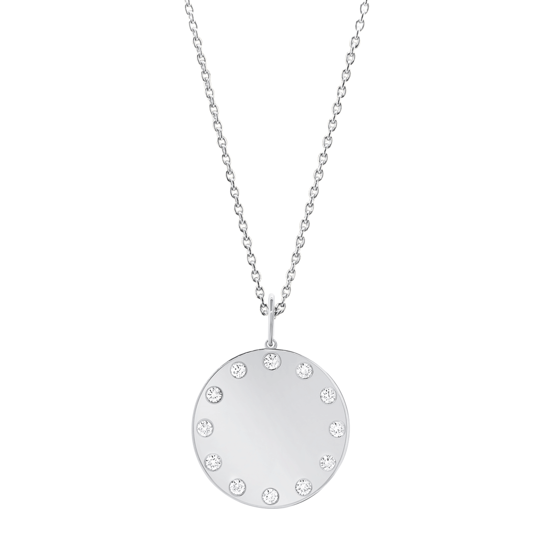 14k White Gold and Diamond .14 Total Weight Disc Charm