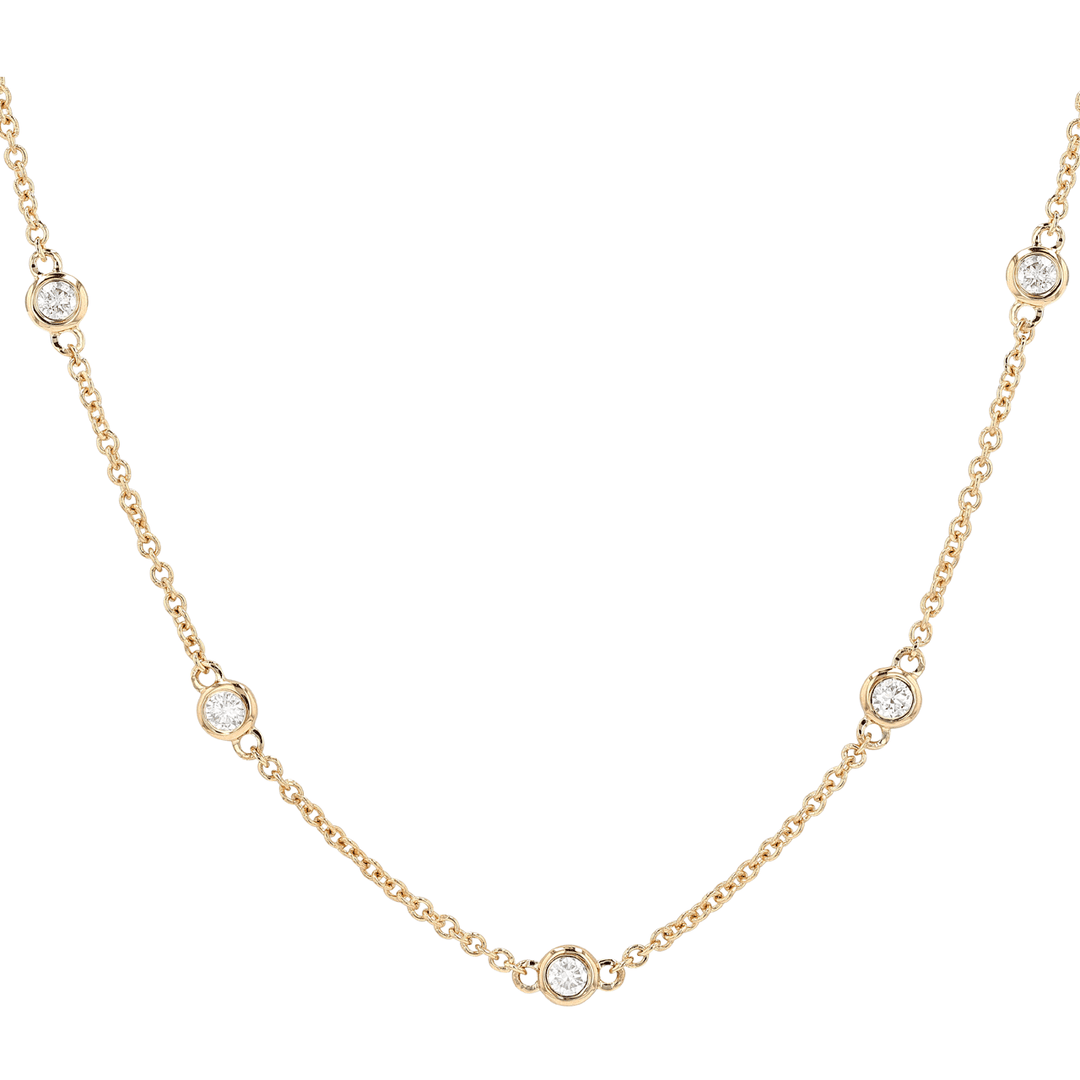 14k Gold and Diamonds By The Yard .75 Total Weight Necklace