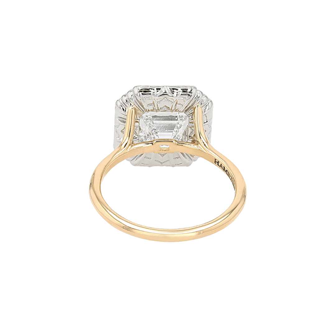 Platinum Art Deco Asscher Diamond 2.21 Total Weight Ring