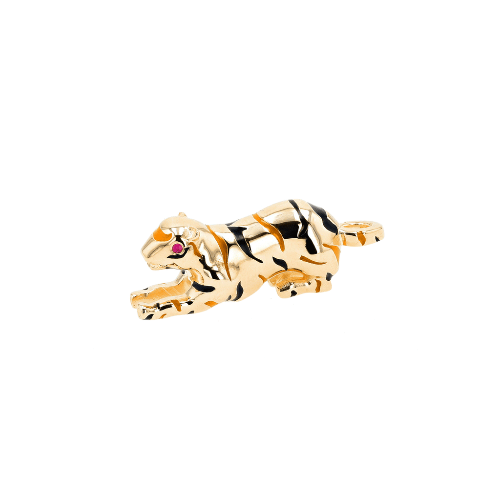 Hamilton Collection Palmer Square Enamel Tiger 14k Gold Charm