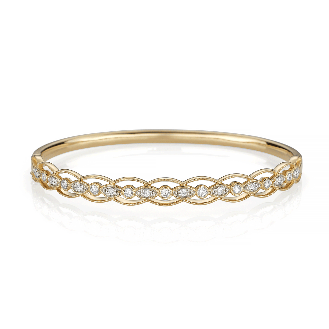 Heritage 18k Yellow Gold and .52 Total Weight Diamond Bangle