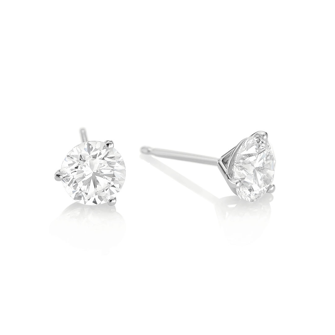 Classic 18k Gold and 2.50 Total Weight Diamond Studs