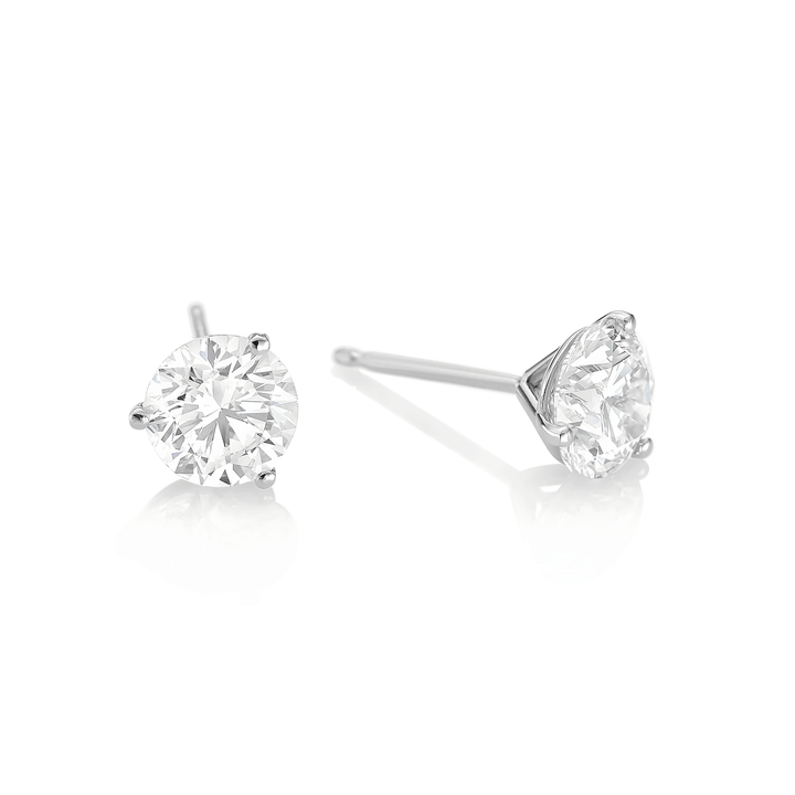 Classic 18k Gold and 2.50 Total Weight Diamond Studs