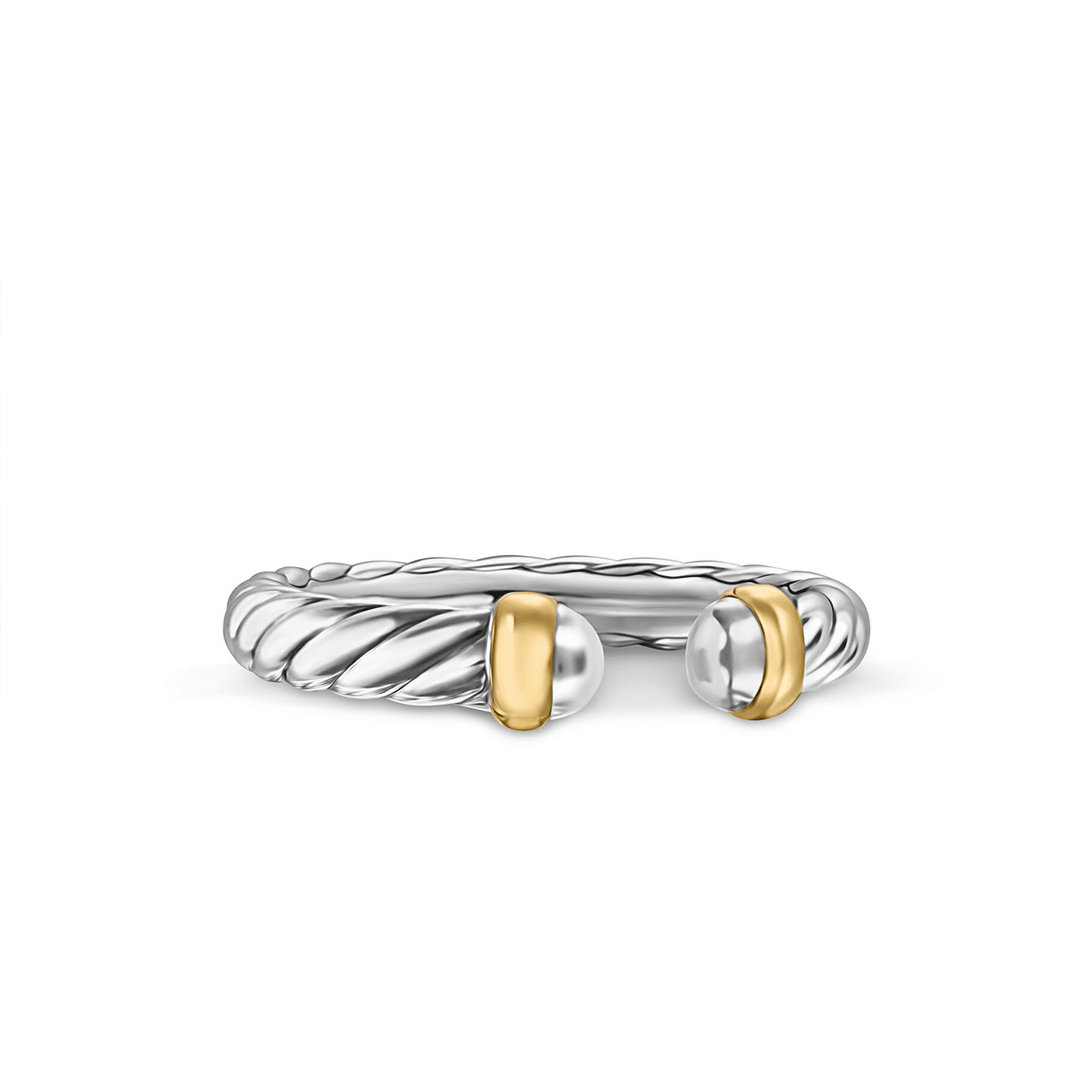 David Yurman Petite Cable Ring Sterling Silver with 14k Yellow Gold, 3.4mm