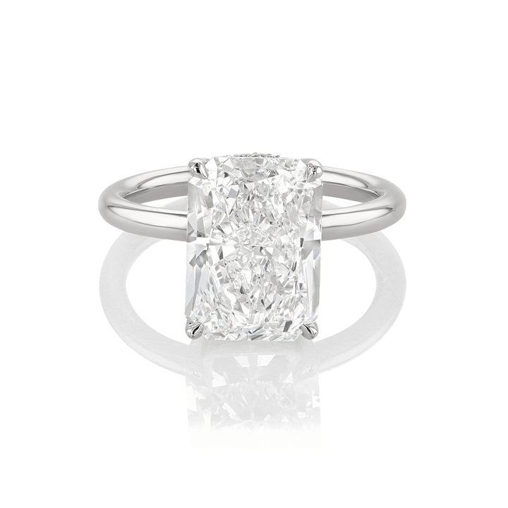 Hamilton Silhouette Platinum and Radiant Cut Diamond 5.02 Total Weight Engagement Ring