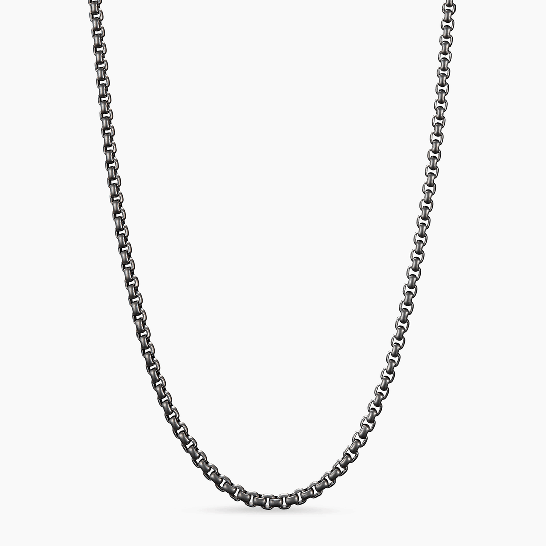 David Yurman Box Chain Necklace in Darkened Stainless Steel, 2.7MM