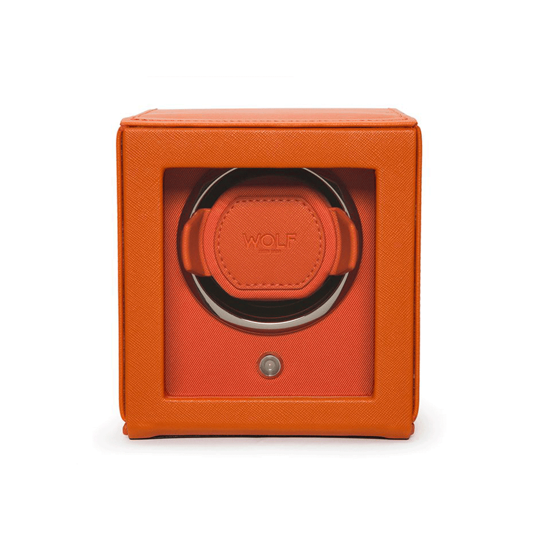 Wolf Designs Cub Single Watch Winder with Cover Orange