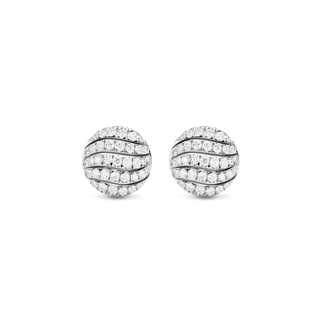 David Yurman Sculpted Cable Stud Earrings Sterling Silver with Diamonds, 9mm