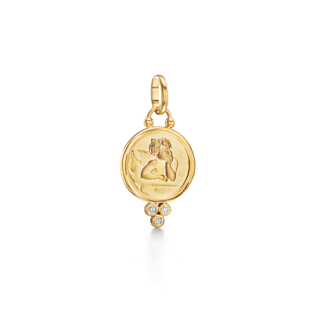 Temple St. Clair 18k Yellow Gold Angel Diamond Medium Pendant